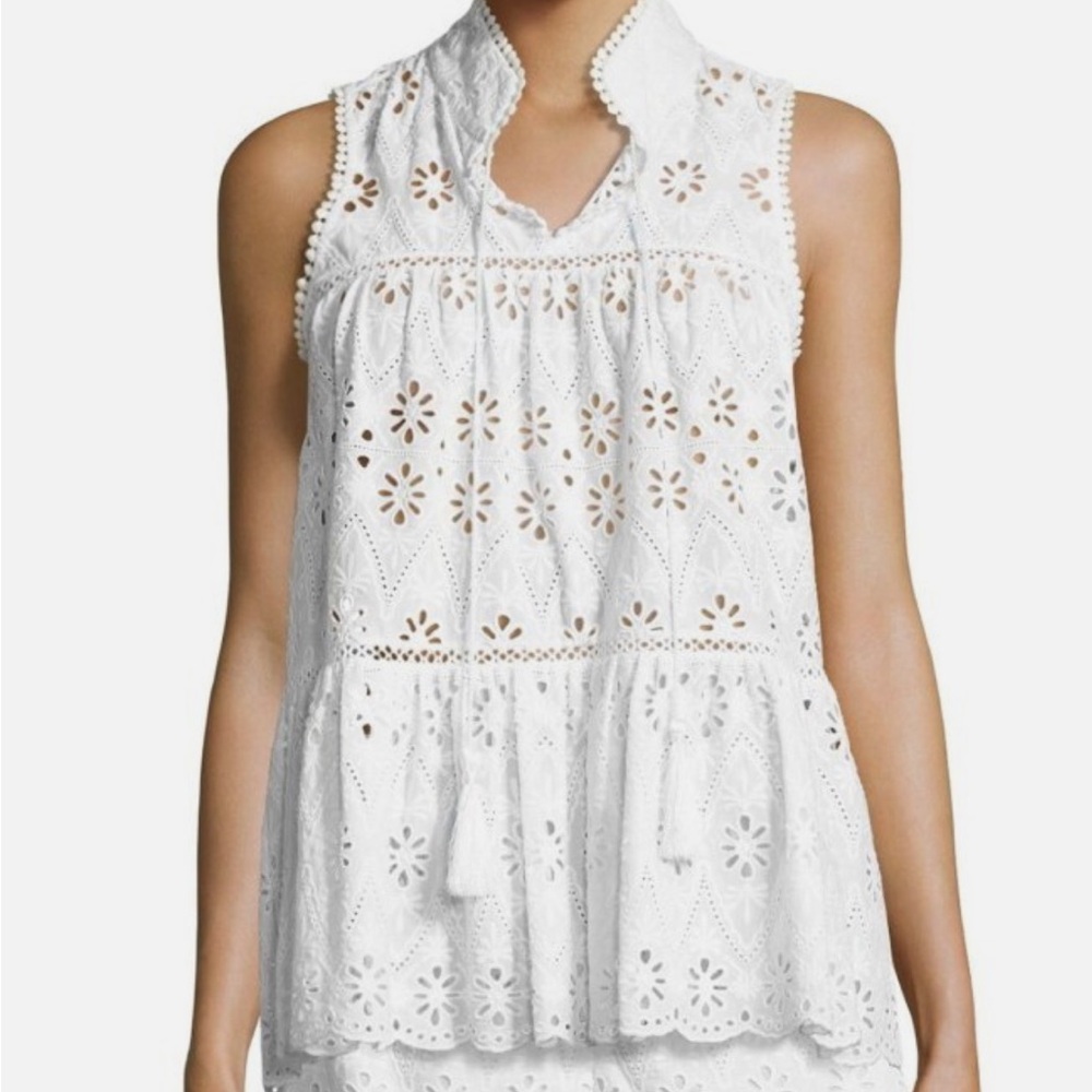 Kate Spade White Eyelet Sleeveless Top